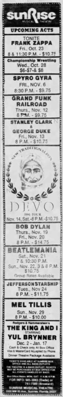 23/10/1981Sunrise Musical theater, Sunrise, FL